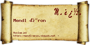 Mendl Áron névjegykártya