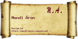 Mendl Áron névjegykártya